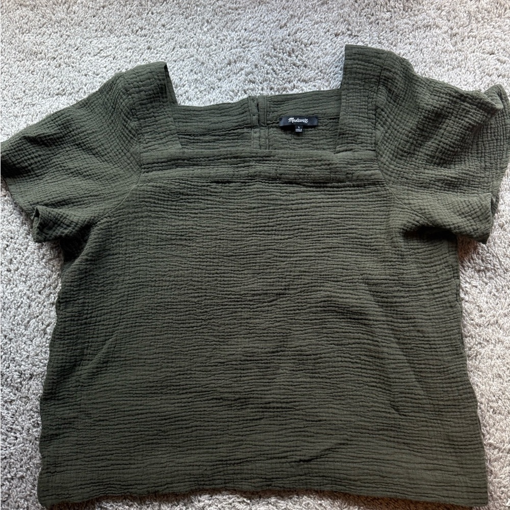 Madewell Textured Forest Green Blouse